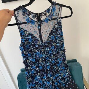 Elie Tahari Crystal and Bead Flower cocktail dress
